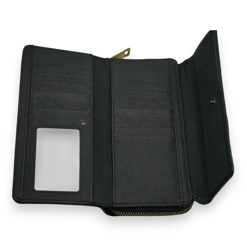 FOSSIL JORI FLAP CLUTCH Women's Black Leather Wallet  8